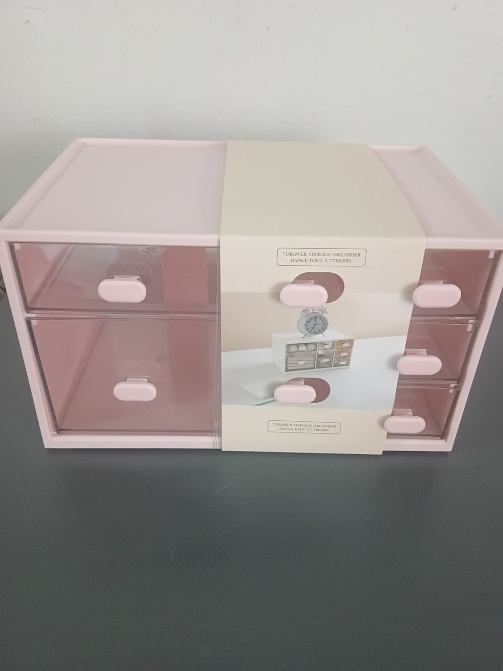 Compact Pink 7-Drawer Storage Organizer - Unbranded